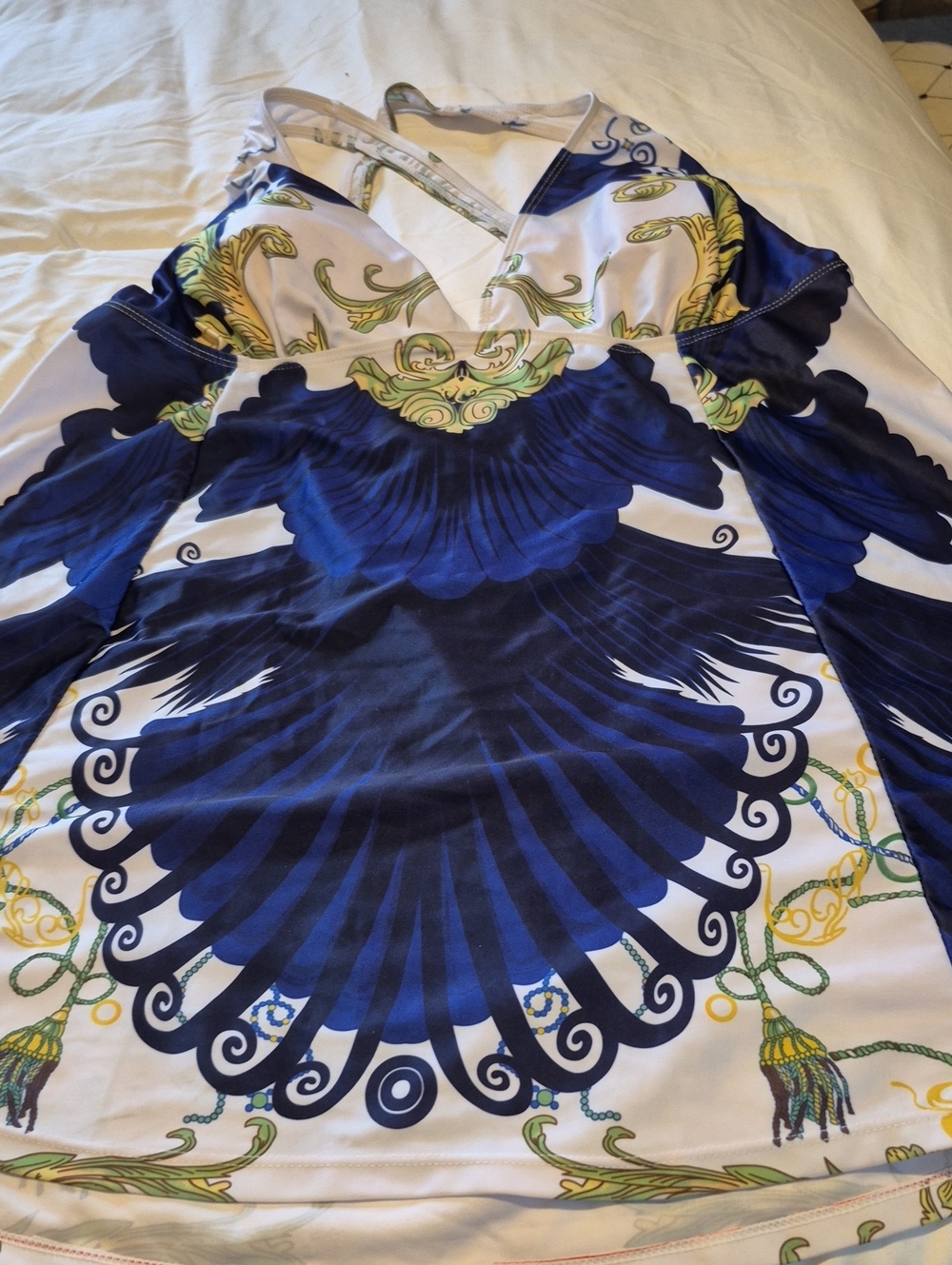 Women’s Blue & White Printed Swim Tunic